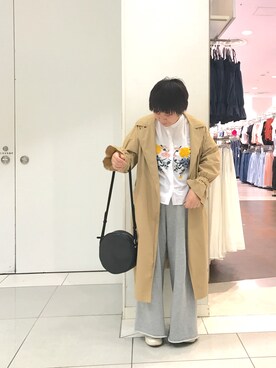 「スエット」｜「アイテム（トレンチコート）」を使った、artless。。。mushさん（レディース・152cm）の春コーディネート