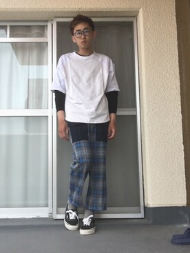 「VANS（バンズ）の【VANS/ヴァンズ】ANAHEIM AUTHENTIC/758549（スニーカー、ホワイト系）」を使った、naoyaさん（メンズ）の春コーディネート