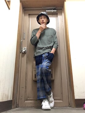 「NIKE（ナイキ）のWEGO/NIKE COURT BOROUGH LOW スニーカー（スニーカー、ホワイト系）」を使った、naoyaさん（メンズ）の夏コーディネート