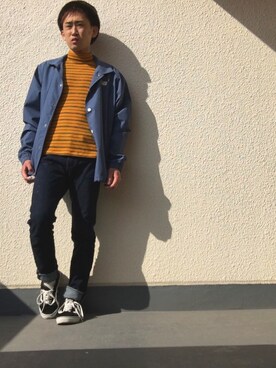 「NEW BALANCE（ニューバランス）のアイテム（ステンカラーコート）」を使った、naoyaさん（メンズ・169cm）の冬コーディネート