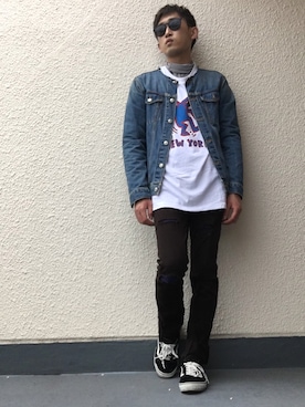 「VANS（バンズ）のVANS ヴァンズ VN000D3HY28 OLD SKOOL オールドスクール BLACK（スニーカー、ブラック系）」を使った、naoyaさん（メンズ）の春コーディネート