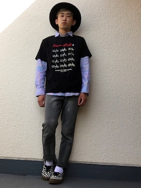 「VANS（バンズ）のVANS/ヴァンズ Authentic VN0A38EMQ9B（スニーカー、ホワイト系）」を使った、naoyaさん（メンズ）の春コーディネート