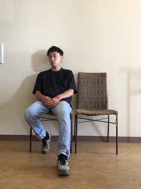 「VANS（バンズ）のVANS/ヴァンズ Authentic VN0A38EMQ9B（スニーカー、ホワイト系）」を使った、naoyaさん（メンズ）の夏コーディネート