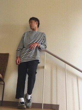 「VANS（バンズ）のVANS/ヴァンズ Authentic VN0A38EMQ9B（スニーカー、ホワイト系）」を使った、naoyaさん（メンズ）の夏コーディネート
