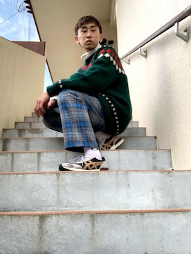 「Onitsuka Tiger（オニツカタイガー）のOnitsuka Tiger CALIFORNIA 78 EX (STONE GREY/GLACIER GREY)（スニーカー、グレー系）」を使った、naoyaさん（メンズ）の冬コーディネート