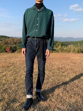 「UNIQLO（ユニクロ）のプレミアムラムタートルネックセーター（長袖）（ニット/セーター、ブラック系）」を使った、타쿠마(タクマ)さん（メンズ・175cm）の秋コーディネート