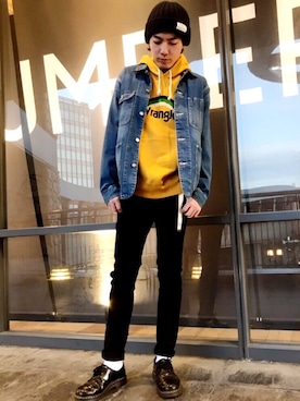 「Wrangler」｜「アイテム（カバーオール）」を使った、g  o  m  aさん（メンズ・178cm）の冬コーディネート