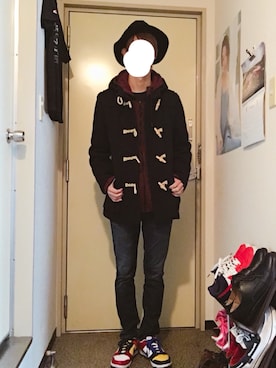 「大学生」｜「アイテム（ダッフルコート）」を使った、TOMONKEY さん（メンズ・175cm）の冬コーディネート