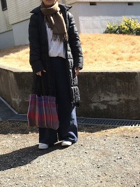 「cashmere（カシミア）のアイテム」を使った、sa7koさん（レディース・158cm）の冬コーディネート