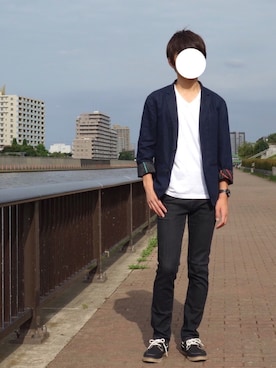 「Selected   （-）のアイテム（ジャケット/アウター）」を使った、AKI.さん（メンズ・173cm）の夏コーディネート