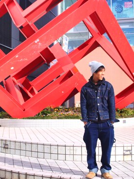 「FLASH REPORT（フラッシュリポート）のアイテム（オールインワン・サロペット）」を使った、Ryota Satoさん（メンズ・167cm）の冬コーディネート