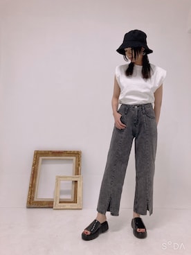 「RETRO GIRL（レトロガール）のアイテム（帽子）」を使った、くまたそさん（レディース・160cm）の夏コーディネート