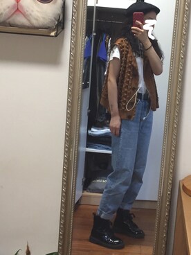 「MONKI（モンキ）のアイテム（デニムパンツ、ブルー系）」を使った、🍊さん（レディース・155cm）の夏コーディネート