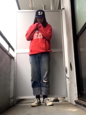 「リーバイス501」｜「アイテム（その他）」を使った、のの♪さん（レディース・162cm）の秋コーディネート