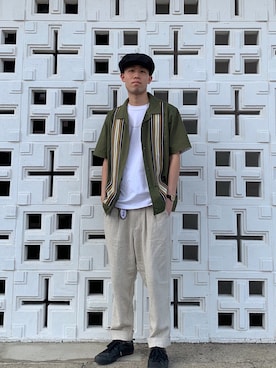 Striped Knit Panel Shirt 