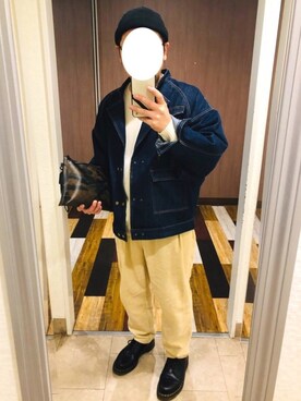 「neos（ネオス）のアイテム（デニムジャケット）」を使った、mojyaさん（メンズ・172cm）の秋コーディネート