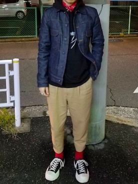 「Yohji Yamamoto（ヨウジヤマモト）のアイテム（パーカー）」を使った、uuy相互フォローさん（メンズ・170cm）の春コーディネート