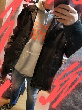 「DIESEL（ディーゼル）のアイテム（ナイロンジャケット）」を使った、ke-ichiさん（メンズ・175cm）の冬コーディネート