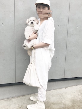 「Hender Scheme（エンダースキーマ）のアイテム（キャップ）」を使った、mireiさん（レディース・156cm）の夏コーディネート