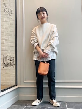 「CONVERSE（コンバース）の＜CONVERSE（コンバース）＞ALL STAR US CAMO HI/スニーカー ◆（スニーカー）」を使った、Kaori Sekiguchiさん（レディース・156cm）の冬コーディネート