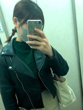 「WEGO（ウィゴー）のアイテム（ライダースジャケット）」を使った、ririisa222さん（レディース・166cm）の秋コーディネート