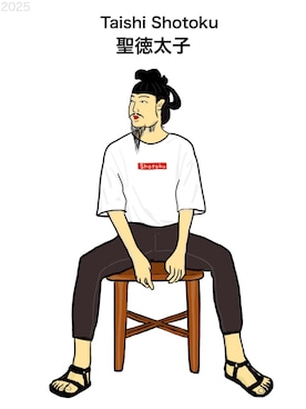 「聖徳太子のアイテム（Tシャツ/カットソー、ホワイト系）」を使った、BUSONさんの秋コーディネート