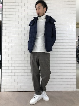 「ワイドテーパードパンツ」｜「アイテム（ブルゾン）」を使った、MURAさん（メンズ・167cm）の秋コーディネート