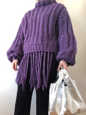 「パープル×黒」｜「アイテム（ハンドバッグ）」を使った、こじさん（レディース・156cm）の春コーディネート