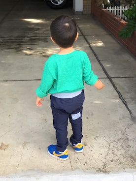 「NEEDLE WORK SOON（ニードルワークスーン）のアイテム」を使った、R&Tさん（キッズ・90cm）の秋コーディネート