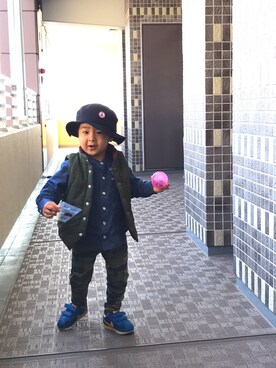 「Moujonjon（ムージョンジョン）のアイテム（シャツ/ブラウス）」を使った、R&Tさん（キッズ・90cm）の春コーディネート