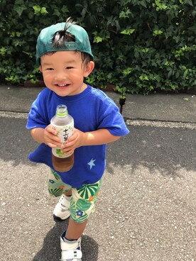 「Moujonjon（ムージョンジョン）のアイテム（Tシャツ/カットソー）」を使った、R&Tさん（キッズ・80cm）の夏コーディネート