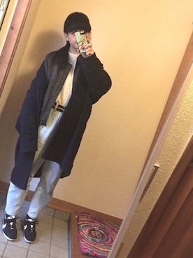 「ガウンコート」｜「アイテム（ブルゾン）」を使った、記録係さん（レディース・160cm）の冬コーディネート