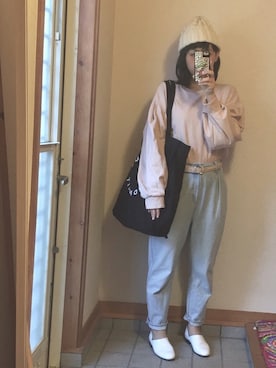 「ビッグトート」｜「アイテム（モッズコート）」を使った、記録係さん（レディース・160cm）の春コーディネート