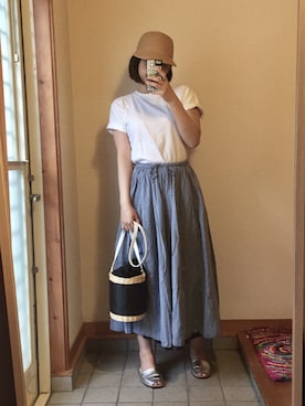「シルバー」｜「アイテム（キャスケット）」を使った、記録係さん（レディース・160cm）の夏コーディネート