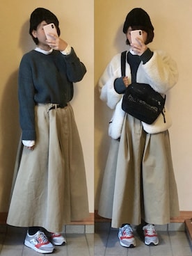 「ハイネックトップス」｜記録係さん（レディース・160cm）の冬コーディネート