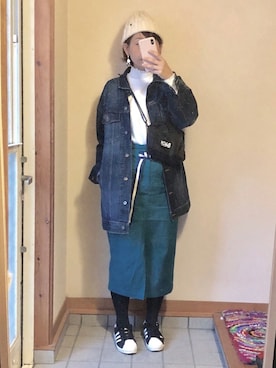 「ハイネックトップス」｜記録係さん（レディース・160cm）の春コーディネート