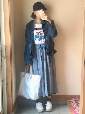 「amorous insense（アモラスインセンス）のデニムブルゾン（デニムジャケット）」を使った、記録係さん（レディース・160cm）の春コーディネート