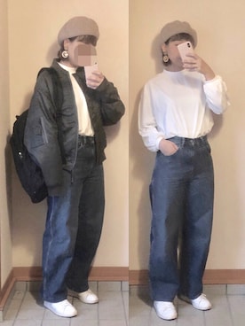 「FREAK'S STORE（フリークスストア）のアイテム（MA-1）」を使った、記録係さん（レディース・160cm）の春コーディネート