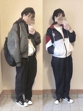 「アイテム（MA-1）」を使った、記録係さん（レディース・160cm）の春コーディネート