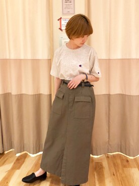 「Samansa Mos2 blue（サマンサモスモスブルー）のアイテム（ローファー）」を使った、みやもとなのこさん（レディース・153cm）の春コーディネート