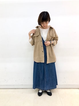 「Samansa Mos2 blue（サマンサモスモスブルー）のアイテム（ローファー）」を使った、みやもとなのこさん（レディース・153cm）の夏コーディネート