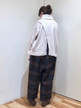 「サマンサモスモス」｜「アイテム（スリッポン）」を使った、みやもとなのこさん（レディース・153cm）の秋コーディネート