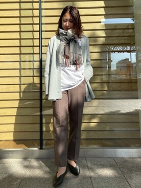 「BEAUTY&YOUTH UNITED ARROWS（ビューティーアンドユースユナイテッドアローズ）のBY ダブルクロススリムテーパードパンツ -ウォッシャブル- ◆（その他パンツ）」を使った、Mizuki Sakaguchiさん（レディース・161cm）の秋コーディネート
