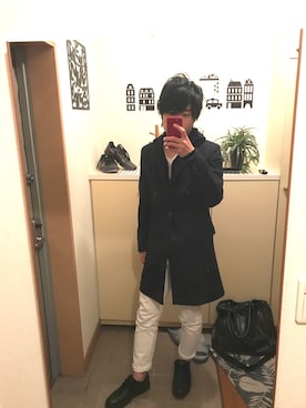 「HUGO BOSS（ヒューゴボス）のアイテム（チェスターコート）」を使った、ざぶさん（メンズ・177cm）の冬コーディネート
