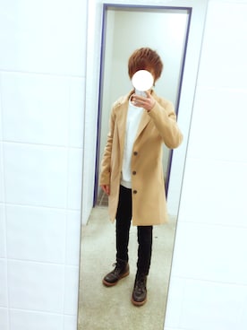 「SHIPS（シップス）のアイテム（チェスターコート）」を使った、TAMAさん（メンズ・165cm）の冬コーディネート