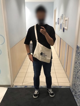 「THE NORTH FACE（ザノースフェイス）のTHE NORTH FACE MUSETTE BAG (ﾅﾁｭﾗﾙ/ﾌﾞﾗｯｸ)（ショルダーバッグ）」を使った、MoBさん（メンズ・170cm）の夏コーディネート
