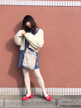 「スパンコール」｜「アイテム（ブルゾン）」を使った、ハラグチリナさん（レディース・158cm）の冬コーディネート