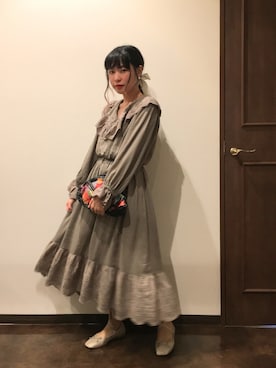 「merry jenny（メリージェニー）のアイテム（バレエシューズ）」を使った、ハラグチリナさん（レディース・158cm）の秋コーディネート