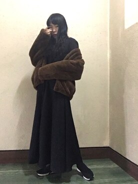 「ECLIN（エクラン）のアイテム（その他アウター）」を使った、ハラグチリナさん（レディース・157cm）の冬コーディネート