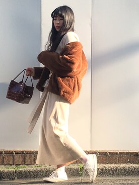 「ECLIN（エクラン）のアイテム（その他アウター）」を使った、ハラグチリナさん（レディース・157cm）の春コーディネート